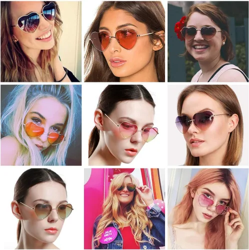Vista 7 de Dollger - Lentes de sol de corazón, marco fino de metal, precioso, estilo corazón, para mujeres, rosa, 55