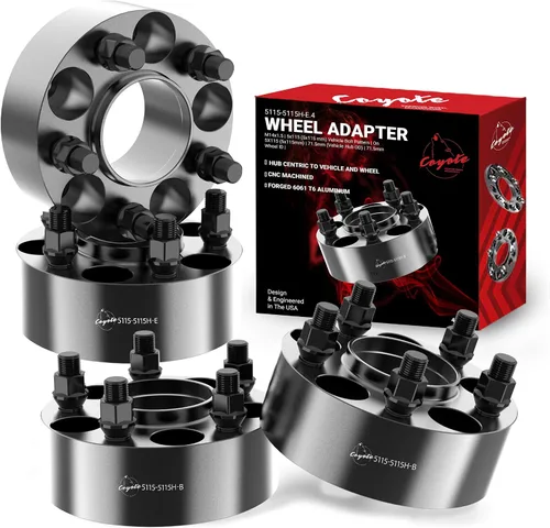 Vista 11 de Wheel Accessories Parts 2 adaptadores de espaciadores de rueda centrados en buje 5 en 4.528 in 0.197x4.528 in 1.00 pulgadas de grosor 2.815 in buje
