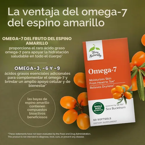 Vista 3 de Terry Naturally Omega - Hidratación de la piel, humedad de los ojos - 60 unidades Skin Hydration, Eye Moisture and Mucous Membrane Health Support.