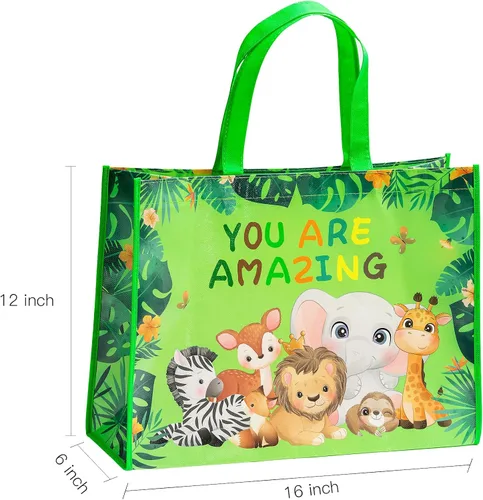 Vista 5 de Loveinside Bolsas grandes de regalo recicladas con asas, bolsa de regalo reutilizable para fiestas de cumpleaños para niños, bolsa de compras – 16 x
