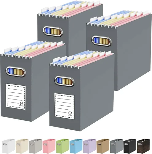 Vista 63 de Oterri Caja Organizadora de Archivos de Cartón para Carpetas Colgantes Tamaño Carta, Caja de Archivos para Escritorio de Computadora, Archivador
