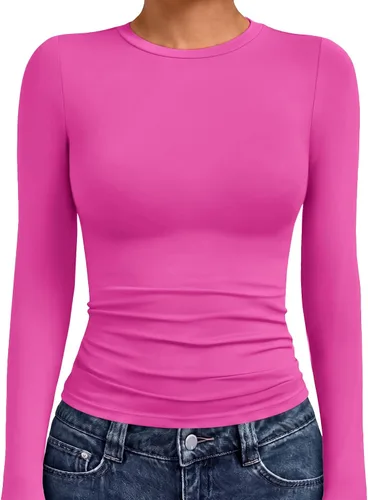 Vista 23 de AUTOMET - Camisetas ombligueras de manga larga para mujer, básicas, de compresión, para salir, otoño, ropa de moda del año 2000 Blanco