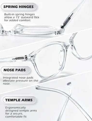 Vista 7 de HEEYYOK 0.50 Gafas de lectura para mujeres, 4 unidades, transparentes, diseño ojo de gato, para caras pequeñas, lentes de lectura flexibles