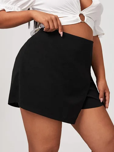 Vista 3 de Floerns Pantalones cortos asimétricos de cintura alta para mujer