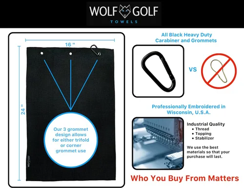 Vista 4 de Wolf Golf Towels Toalla de pickleball - I Dink and Know Things - Regalo bordado divertido equipo de jubilación