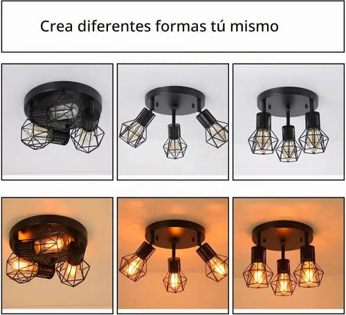 Vista 4 de Lámpara de techo de montaje empotrado de 3 luces, lámpara de techo
