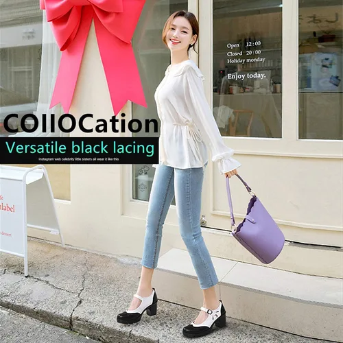 Vista 3 de STMYH Zapatos de tacón alto con plataforma para mujer, diseño de Dermis, con encaje retro, de moda