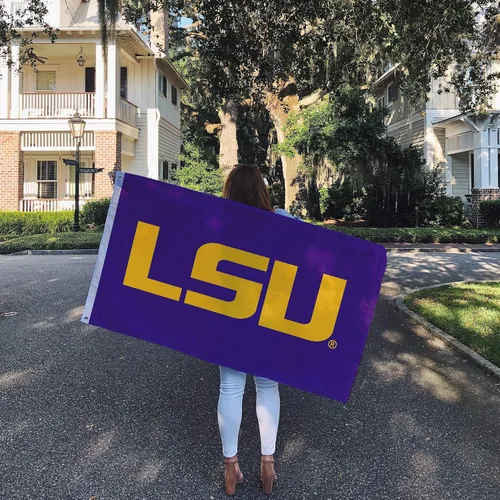 Vista 6 de Desert Cactus Bandera de la Universidad Estatal de Louisianna – Bandera de los Tigres LSU de 3 x 5 pies, tela duradera para interiores y exteriores