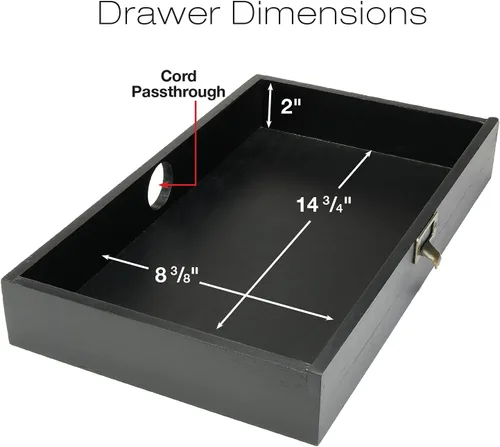 Vista 4 de EXCELLO GLOBAL PRODUCTS Soporte para monitor de madera: incluye cajón para organización de escritorio de cuadernos, bolígrafos, lápices y Negro