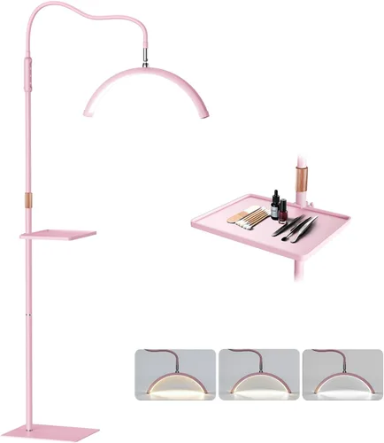 Vista 9 de Mznoo Luz de pestañas con bandeja de herramientas, luz de luna LED de Rosa