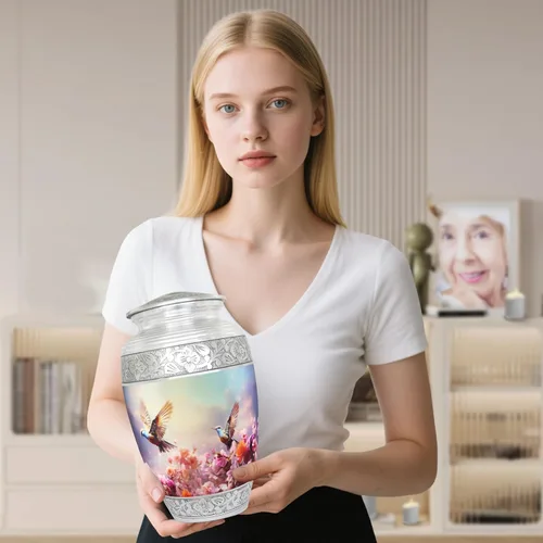 Vista 3 de NANIURN Urna para cenizas para mujeres u hombres, urnas de cremación para cenizas humanas de adultos mujeres y hombres, decorativa funeraria