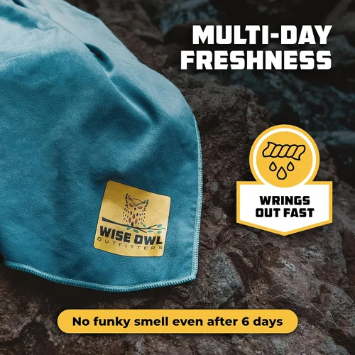 Vista 7 de Wise Owl Outfitters Microfiber Camping Towel - Quick Dry Towel for Travel, Backpacking, Hiking, Beach, Gym & Yoga - Compact, Fast Drying &