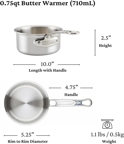 Vista 4 de Thomas Keller Insignia by Hestan - Calentador de mantequilla de acero inoxidable de 0.75 cuartos de galón, compatible con placa de inducción