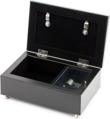 Vista 3 de Cottage Garden First Communion God Beside You - Caja de música pequeña con ribete de cuerda negra mate que reproduce el aleluya de Handel