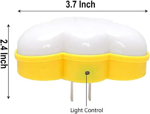 Vista 4 de AUSAYE Paquete de 2 luces LED de noche enchufables, luz nocturna de nube, mini luces nocturnas bonitas para adultos y niños Base amarilla