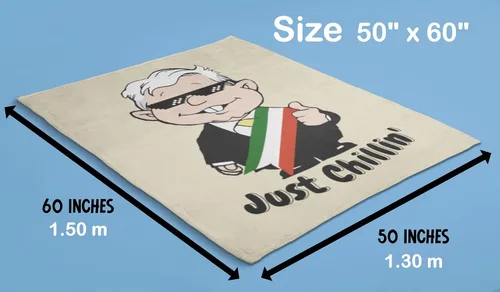 Vista 2 de MEXICANDOO AMLO - Manta de terciopelo con estampado de dibujos animados Amlito en un lado, manta ligera de felpa (Frazada de AMLO Cobija), tamaño 50