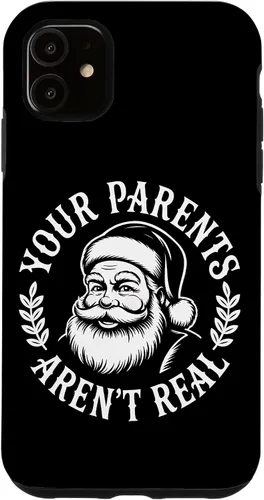 Vista 8 de Your Parents Aren’t Real Santa Humor Holiday Festive Cartoon Case for iPhone 16