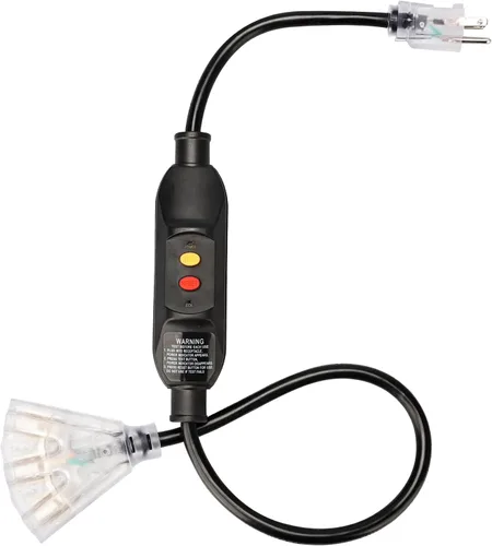 Vista 27 de Cable de extensión de calibre 12 de 2 pies con 3 salidas Paquete de 3 cables de extensión resistentes al agua para exteriores con extremo Negro