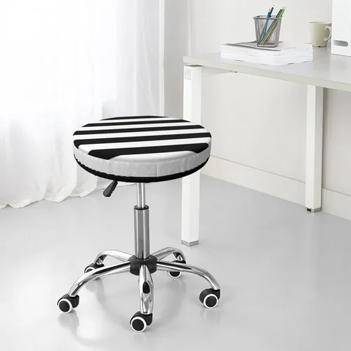 Vista 6 de Fundas de taburete de bar redondas elásticas y negras con rayas, fundas de taburete de bar, fundas de asiento de taburete, fundas elásticas