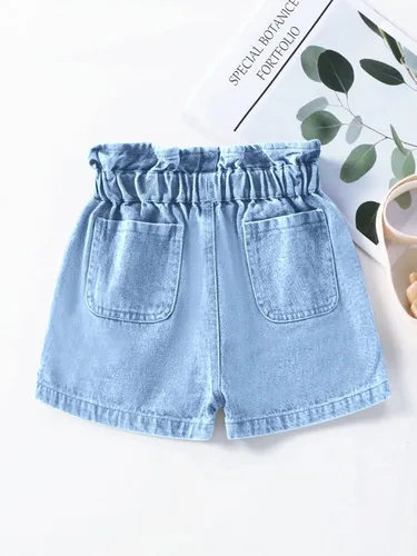 Vista 2 de Miniketty Pantalones cortos de mezclilla para niñas con bolsillos