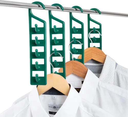 Vista 15 de CraftyCrocodile Perchas que ahorran espacio para ropa, paquete de 2, plástico resistente, ahorro de espacio para camisas, pantalones, jeans