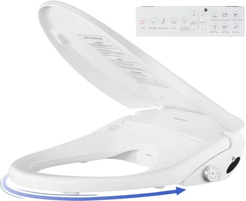 Vista 8 de X3 Asiento de inodoro de bidé, asiento de inodoro inteligente alargado con secador de aire, accesorio de bidé para inodoro con agua tibia con cierre