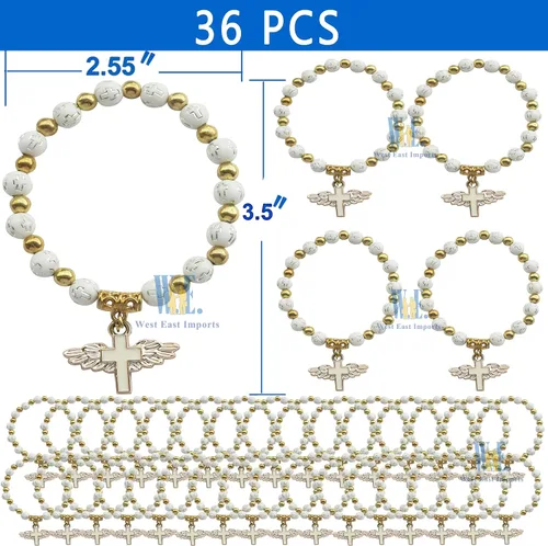 Vista 2 de 12 pulseras de ángel para bautismo, primera comunión, bautizo, boda, ángel