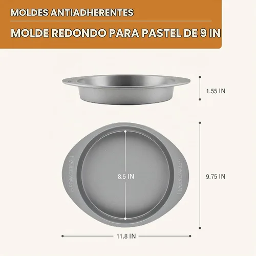 Vista 3 de Farberware - Charola de horno de 9 por 13 pulgadas, antiadherente, Round, 9, Plateado Gris