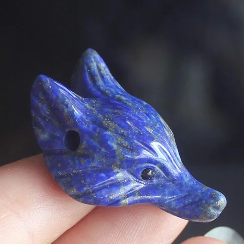 Vista 3 de 1.4 '' tallada a mano piedra preciosa natural lapislázuli Fox cabeza para collar colgante de cuentas