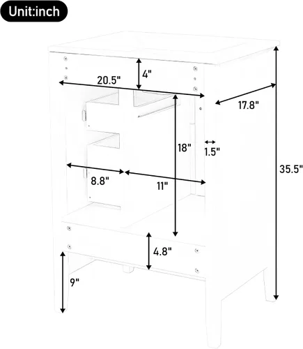 Vista 5 de Harper & Bright Designs Tocador de baño de 24 pulgadas con lavabo, tocador de lavabo individual independiente con una puerta y 3 cajones de cierre