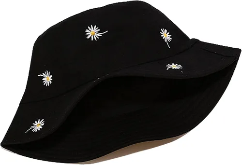 Vista 2 de Umeepar Sombrero de pescador bordado, reversible, plegable, plegable, para playa, sombrero de sol para exteriores para mujeres y hombres