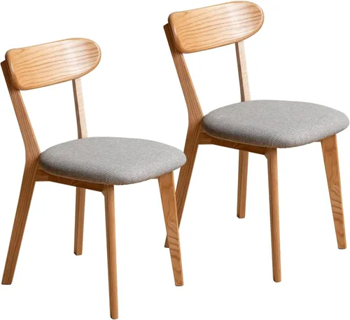 Vista 10 de JUSTONE Mid-Century - Juego de 2 sillas de comedor modernas de madera maciza con respaldo ergonómico, estilo granja para comedor (negro)