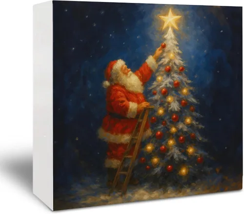 Vista 10 de Letrero de madera de Papá Noel – Decoración retro de Navidad de Papá Noel, caja de madera rústica de Satanás para el hogar, cocina, baño, mesa