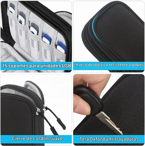 Vista 4 de Lacdo Estuche para unidad flash USB, organizador portátil de accesorios electrónicos para SanDisk/SamData/Samsung, memoria, USB, USB, USB, USB, USB