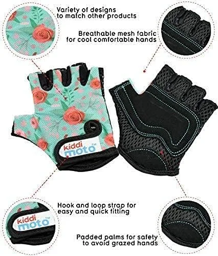 Vista 7 de Kiddimoto Kids Cycling Gloves Anti-Slip Kids Bike Gloves for Boys and Girls Fingerless Kids Mountain Bike Gloves for BMX, MTB Riding, Gymnastics