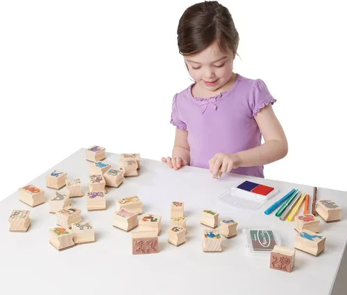 Vista 8 de Melissa & Doug Juego de sellos de madera de lujo: animales - 30 sellos, 6 marcadores, 2 almohadillas de sello
