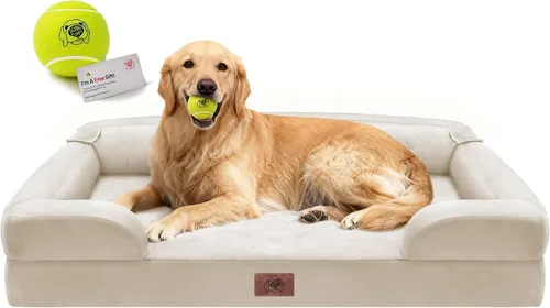 Vista 25 de Cama ortopédica impermeable para perros medianos y grandes Beige