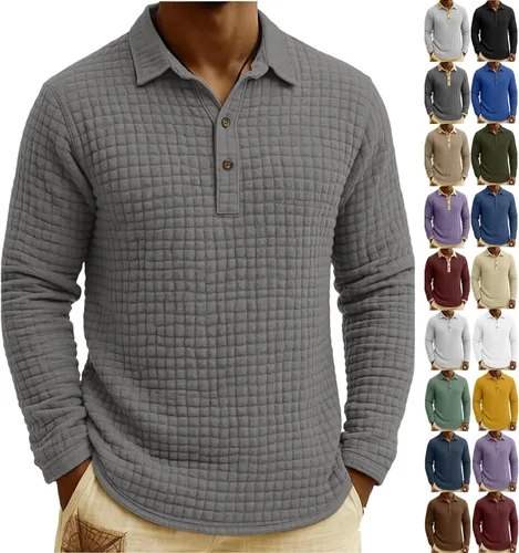 Vista 41 de Polo de punto para hombre, manga larga, ligero, informal, con cuello