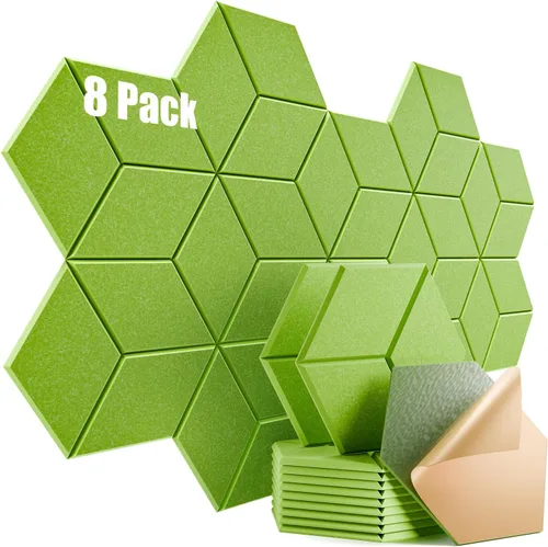 Vista 147 de Paquete de 12 paneles acústicos autoadhesivos de 12 x 10 x 0.4 pulgadas, paneles de espuma a prueba de sonido con alta densidad, elegante diseño