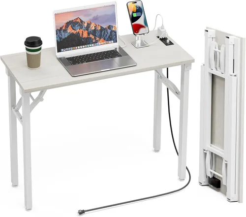 Vista 13 de TEMI Mesa de Computadora Pequeña Mesa Plegable - Escritorio de Oficina Plegable de 35.8", Sin Ensamblaje, Perfecto para Espacios Pequeños