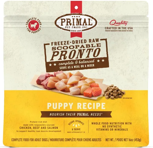 Vista 10 de Primal Comida para Perros Cachorro Liofilizada, Pronto Mini Nuggets; Sirva con Cuchara, Comida Completa y Equilibrada; También Use Como Tapa