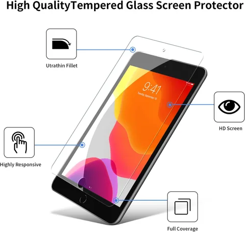 Vista 3 de Paquete de 2 protectores de pantalla para iPad Mini 5 Película de vidrio templado ultra transparente para iPad Mini 4 2015 Protector de pantalla