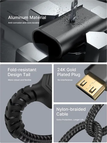 Vista 7 de JSAUX Adaptador Mini HDMI a HDMI, Cable Mini HDMI macho a HDMI hembra con 4K 60Hz HDR 3D 18Gbps, Compatible con cámara, videocámara, Raspberry Pi
