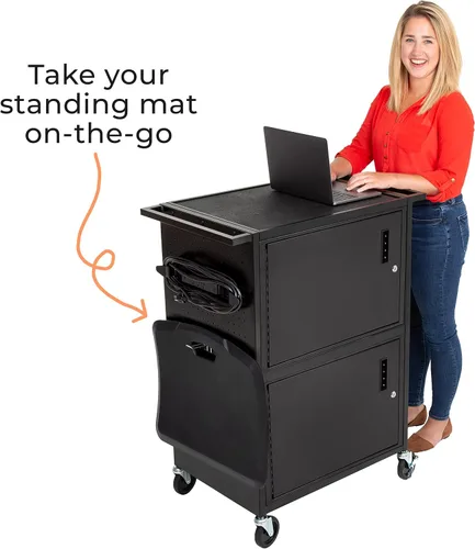 Vista 7 de Line Leader Stellar - Carrito de computadora con tablero de clavijas y ganchos personalizables, armarios de doble bloqueo, alimentación certificada