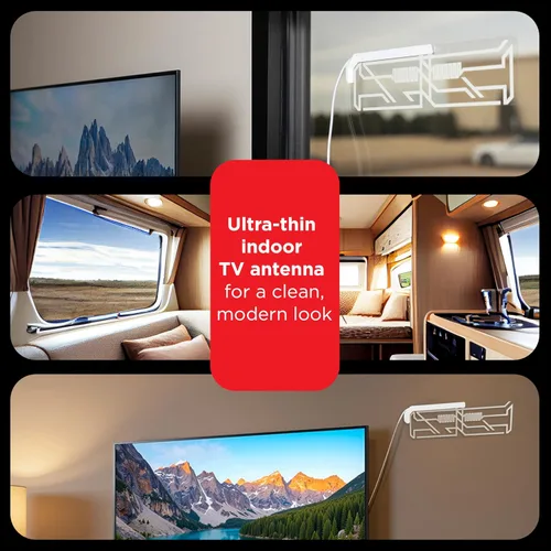 Vista 4 de UltraPro Antena de TV interior para Smart TV, canales locales HD de largo alcance, fácil de montar en pared o ventana, compatible con 4K 1080P HDTV