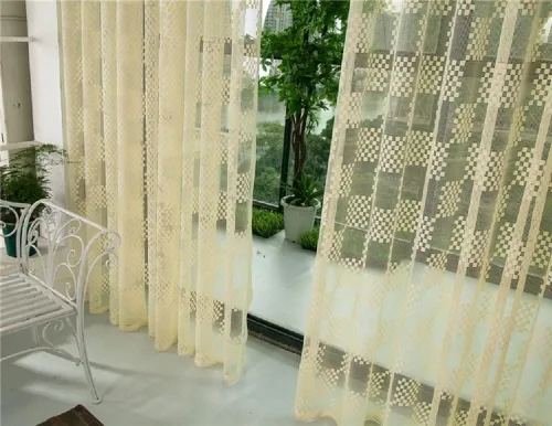 Vista 3 de Cortinas de jacquard con rejilla hueca, con bolsillo para cortinero, para sala de estar, dormitorio, baño