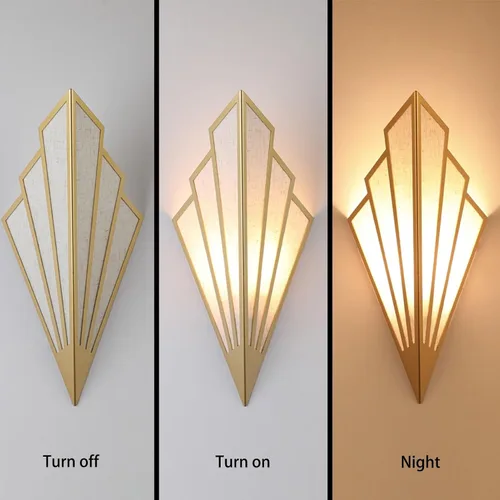 Vista 2 de Juego de dos lámparas de pared de estilo moderno, apliques de pared a pilas con control remoto, lámpara de iluminación inalámbrica art deco
