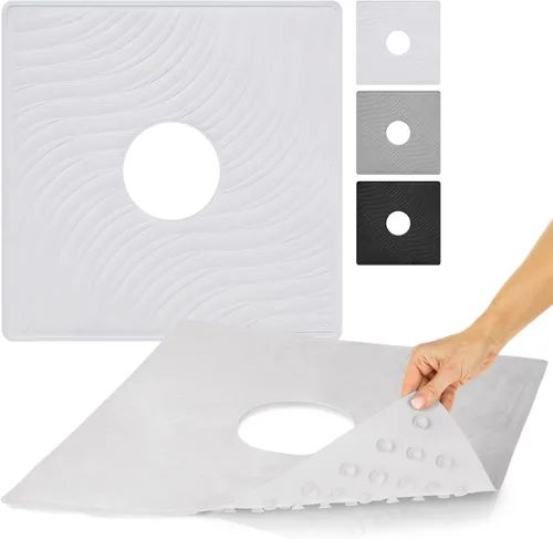 Vista 10 de Alfombrilla de ducha Vive - 22" por 22" cuadrada antideslizante, tapete grande de baño para bañera - Diseño patentado - Almohadilla antideslizante