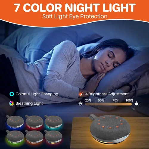 Vista 3 de FUNYKICH Máquina de sonido de ruido blanco, máquina de sonido portátil para dormir con 40 sonidos relajantes, indicador de batería, temporizador