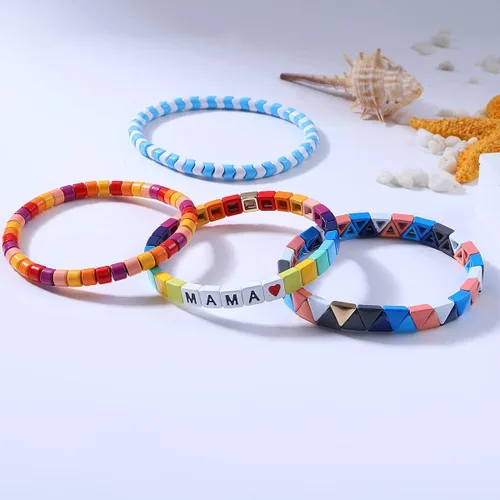 Vista 3 de Dvacaman Juego de 3 pulseras elásticas esmaltadas